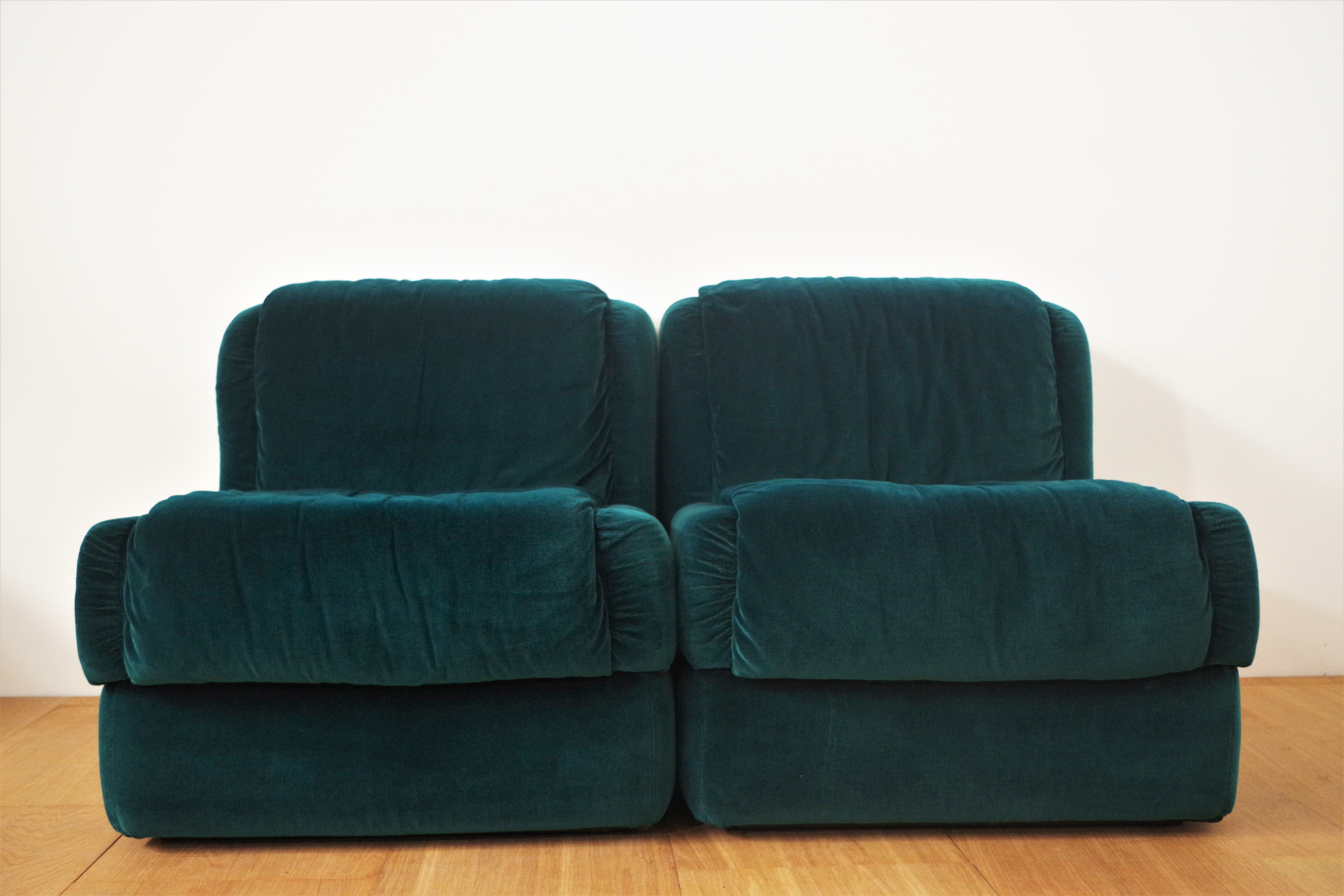 Fauteuils en Chenille de Seven Salotti, 1970s, Set de 5