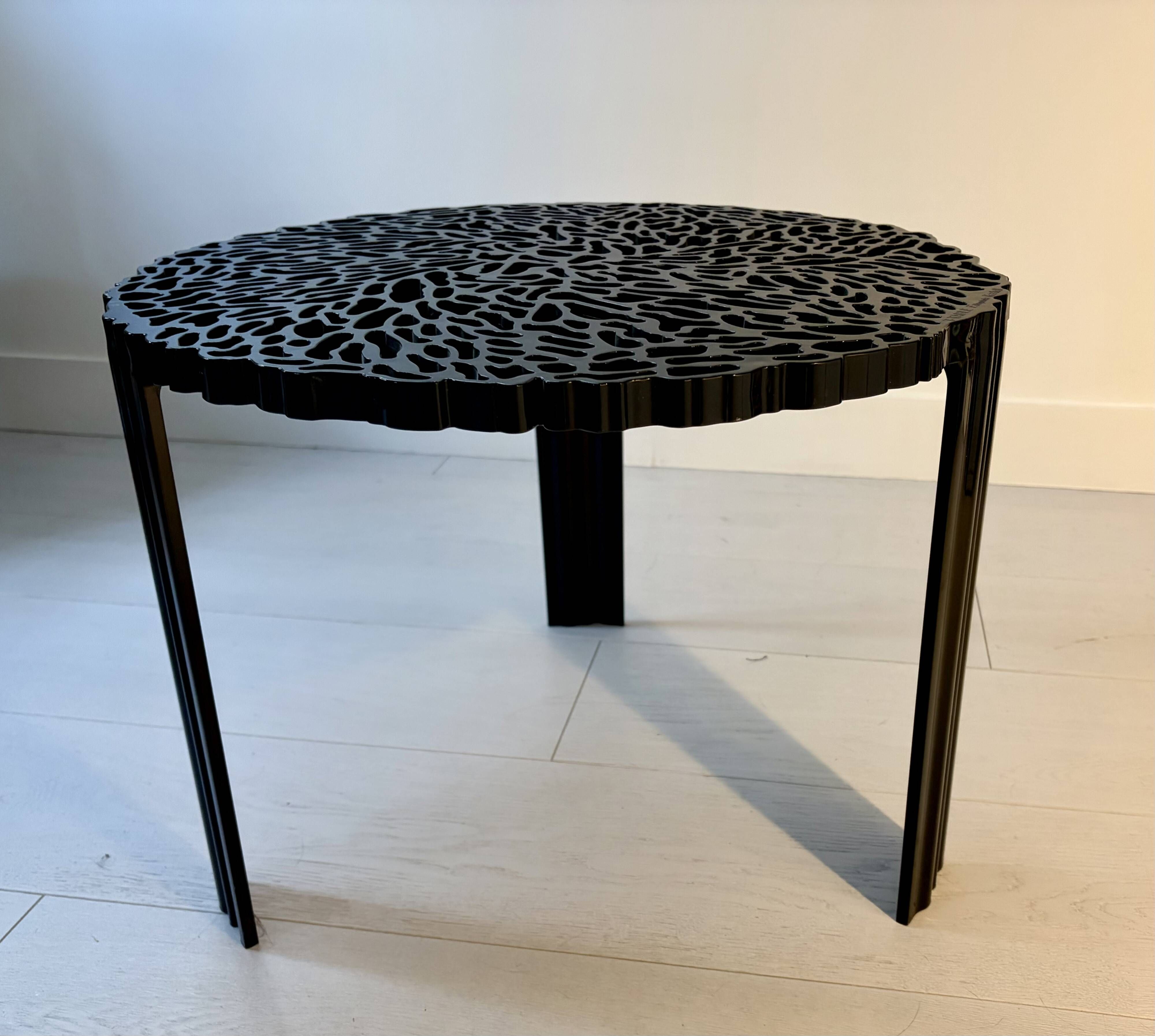 T-Table coffee table by Kartell in black, designed by Patricia Urquiola.