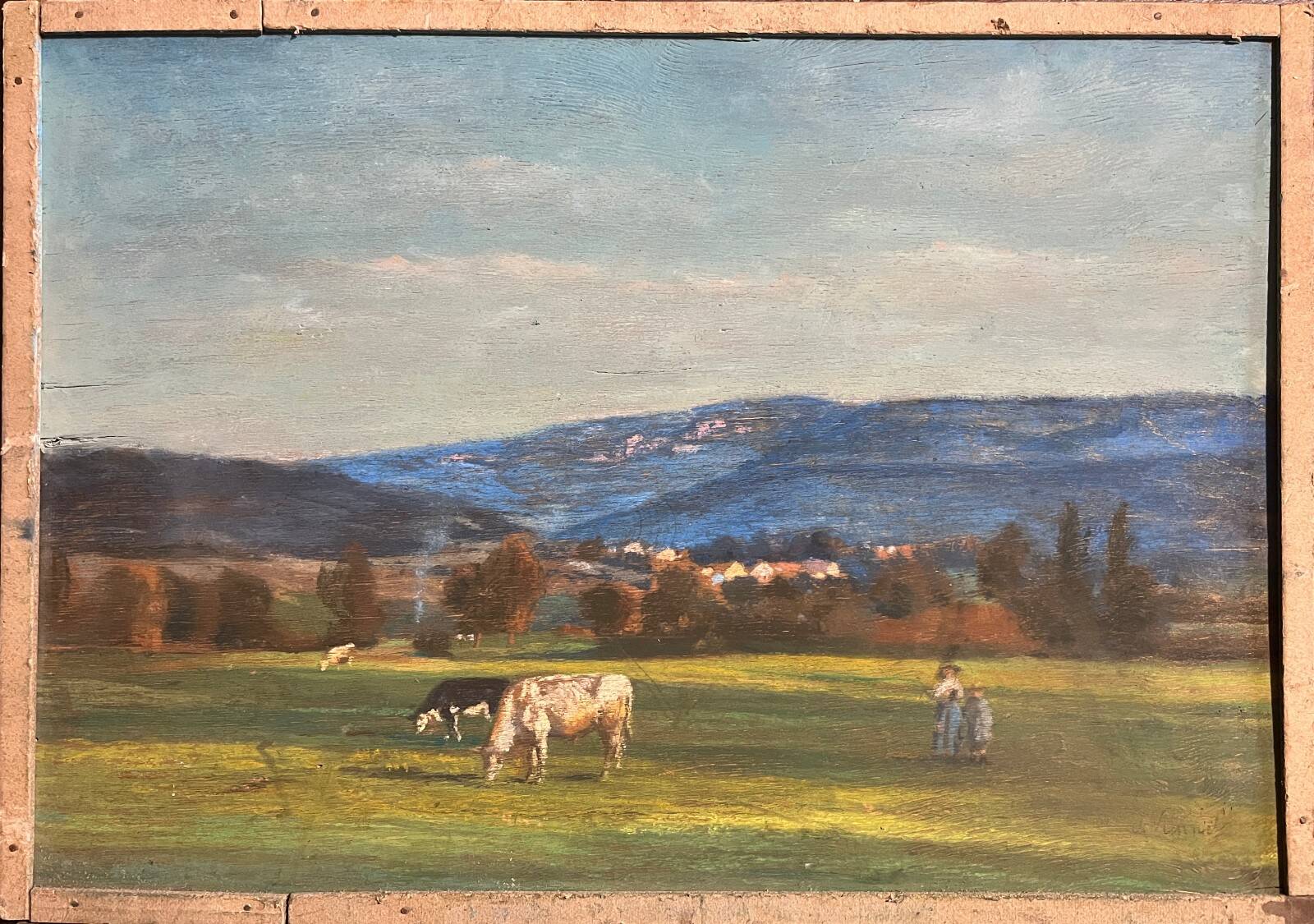 Tableau HSP "Autumn Evening in the Jura" post-impressionist signed