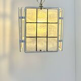 Vintage suspension, white lacquered metal and mother-of-pearl, France, 1980.