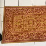 Ancien tapis brodé d'entrée de couloir passage intérieur coton