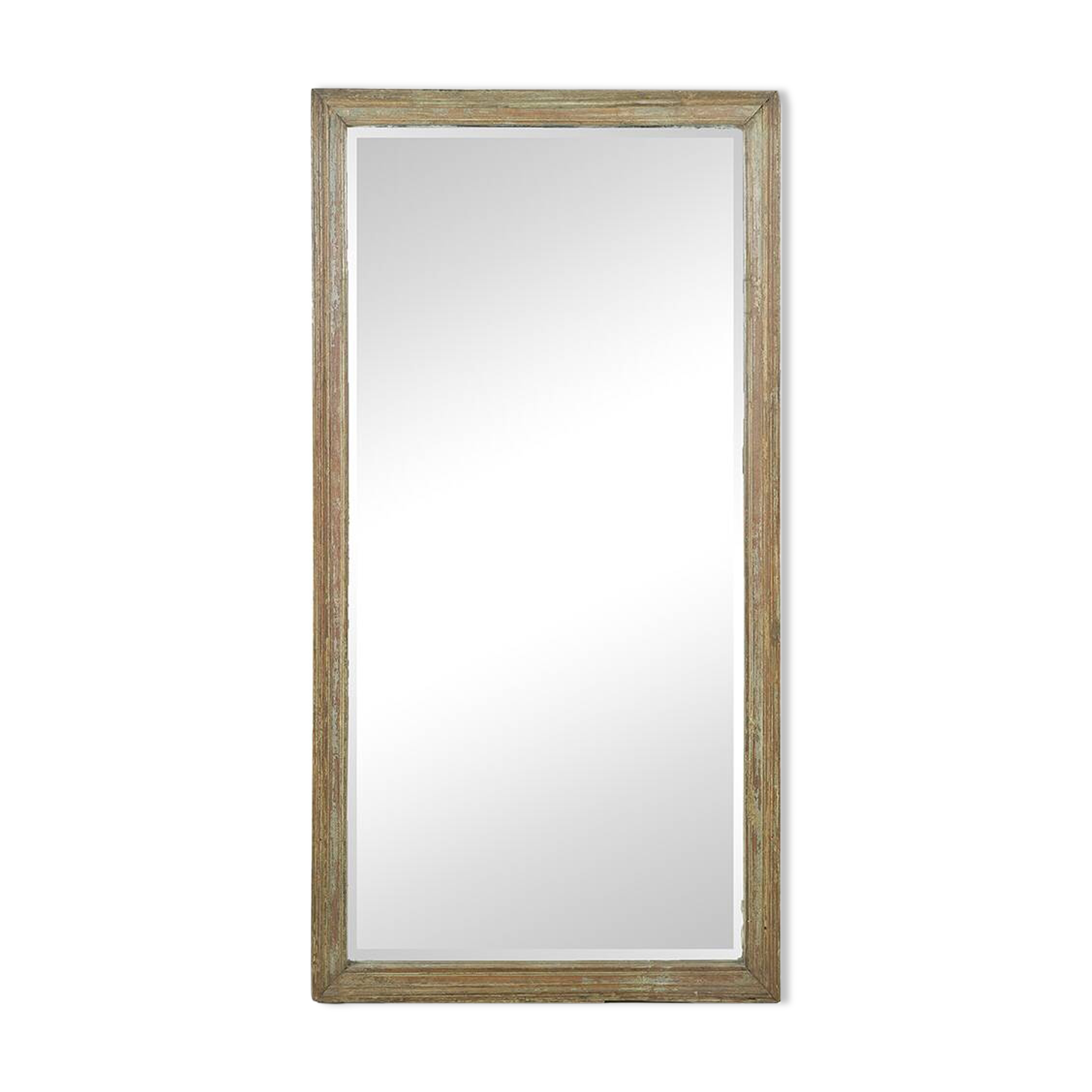 Grand miroir mural à cadre en bois massif patiné