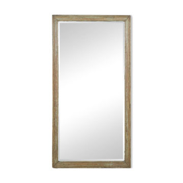 Large wall mirror with patinated solid wood frame