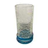 Vase roulé verre craquelé bleu vintage