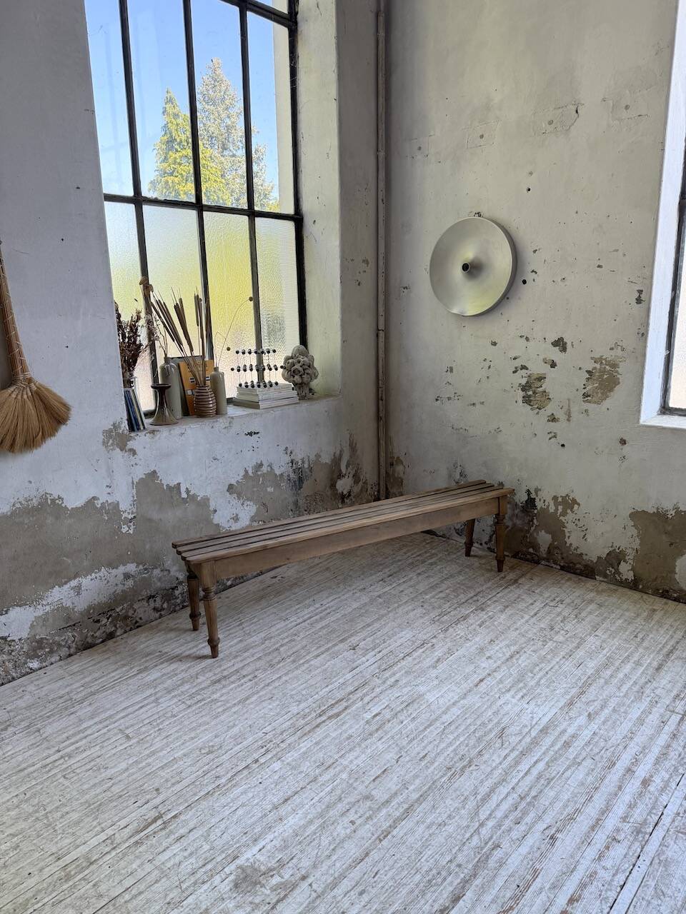 Pair of 1950 benches with oak and beech slats
