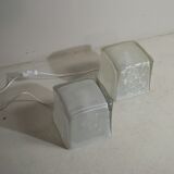 Cubic frosted glass table lamps, late 1970s, set of 2.