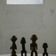 Set of 4 decorative handcrafted African wooden sculptures, mid-century.