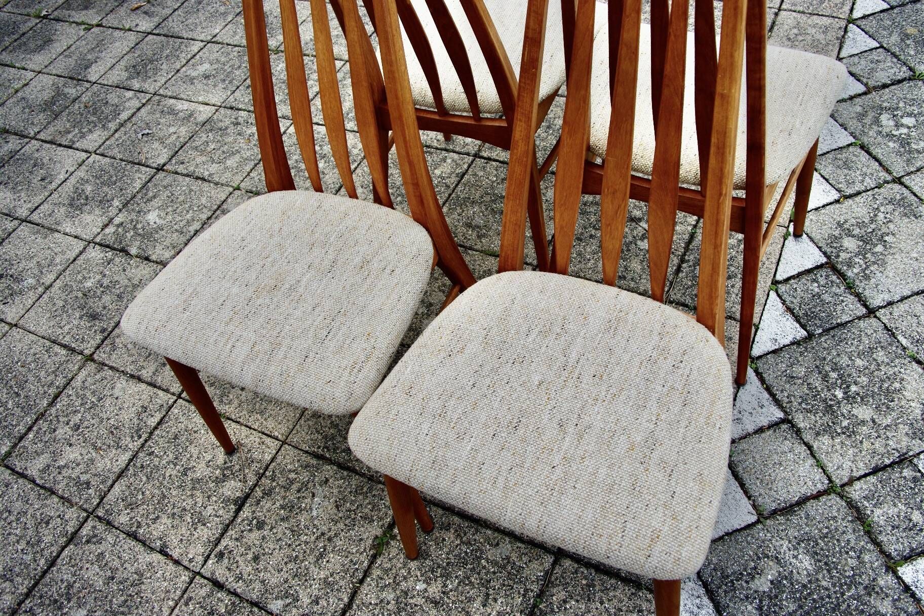 Set of 4 chairs and a pair of vintage eva armchairs by nils koefoed