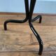 Vintage tripod harness round wooden top on black lacquered metal stand