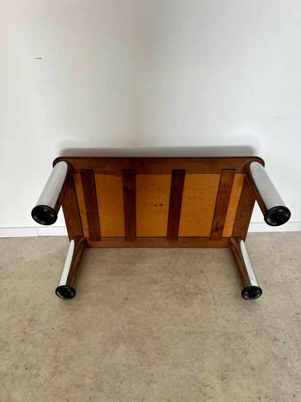 Ancienne table basse carreau céramique pied métal design des années 70 vintage