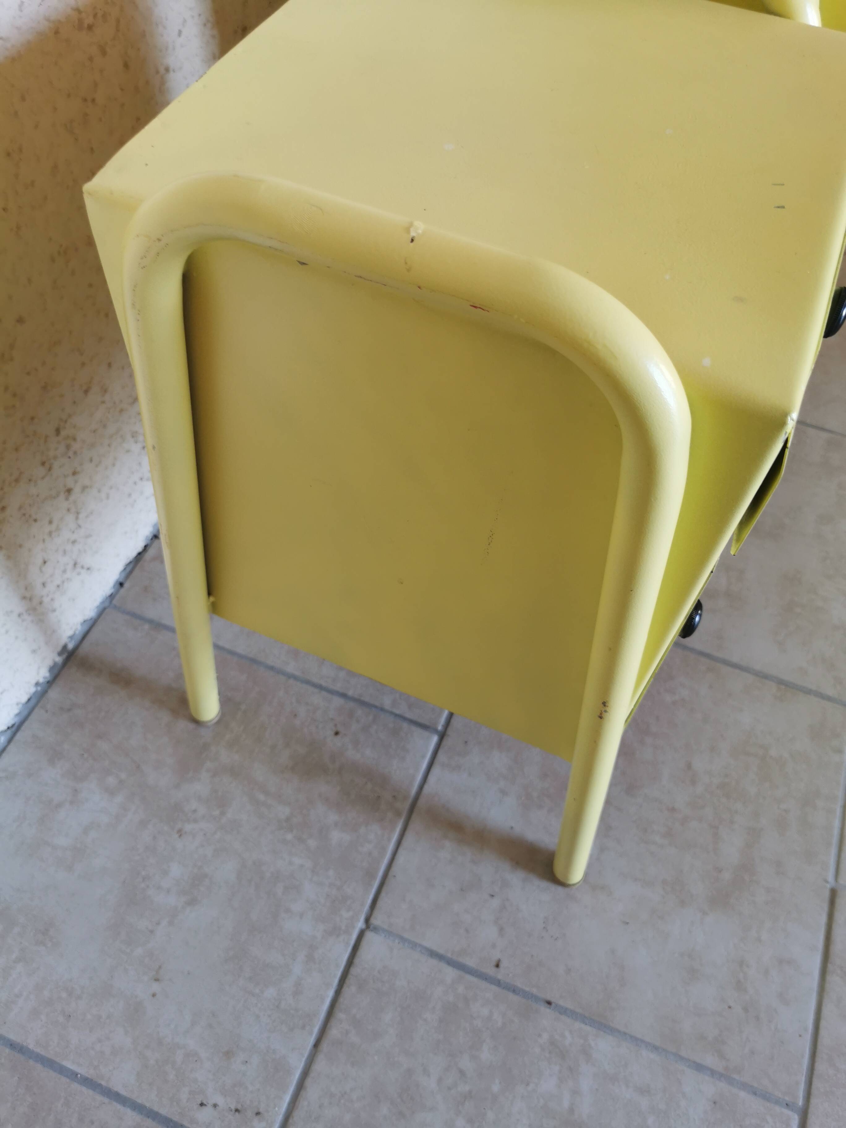 Pair of boarding school bedside tables