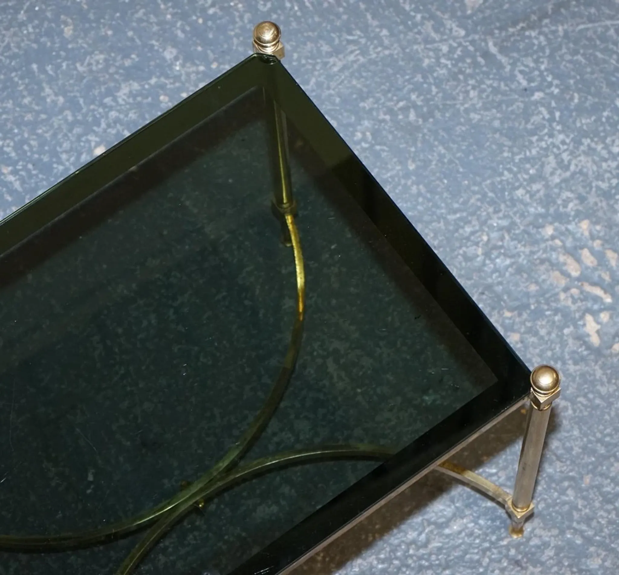 Hollywood Regency Coffee Table in Brass and Smoked Glass, France, 1960s