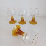Set of 4 wine glasses, amber stem