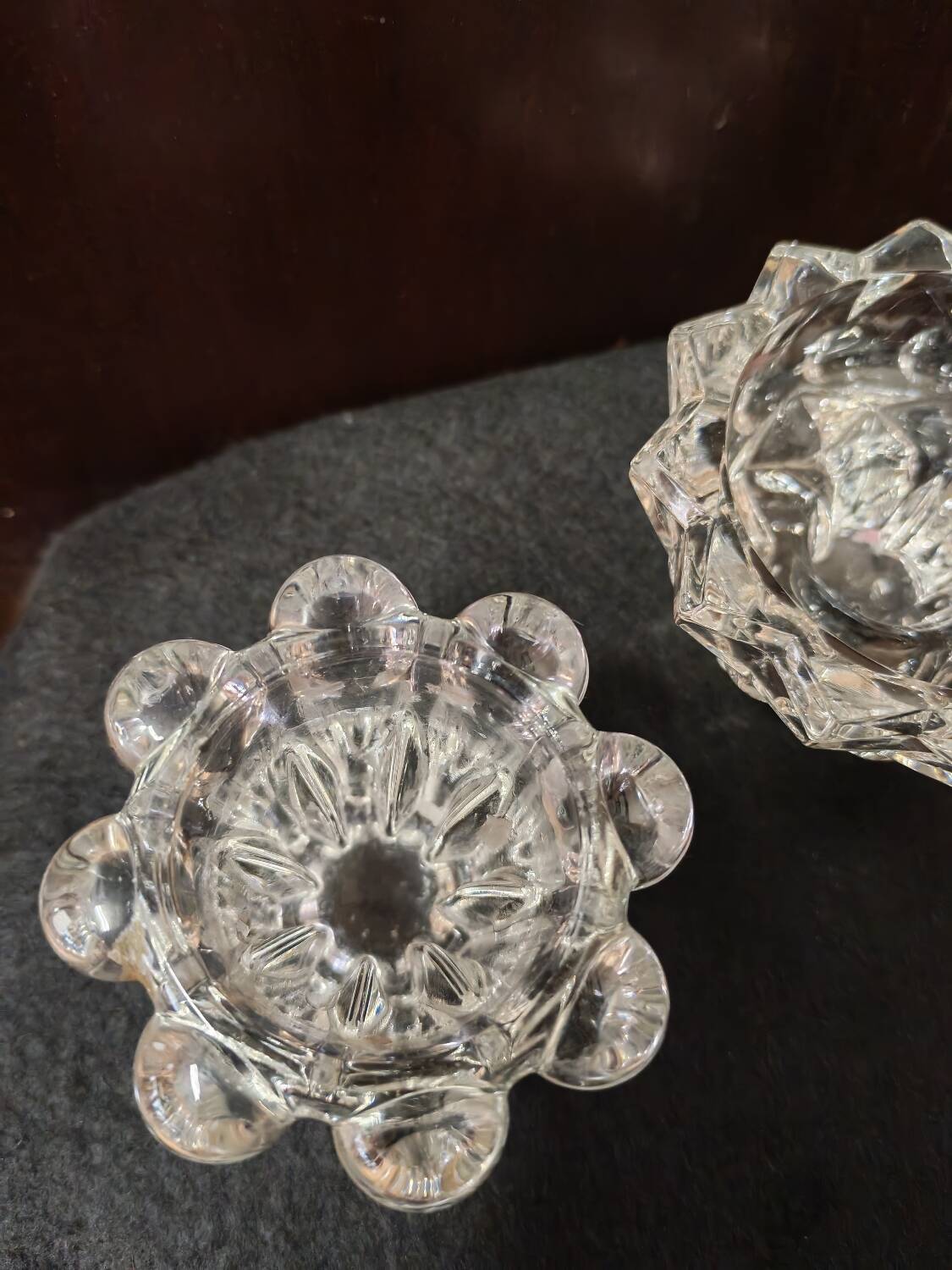 Set of glass candle holders from Reims