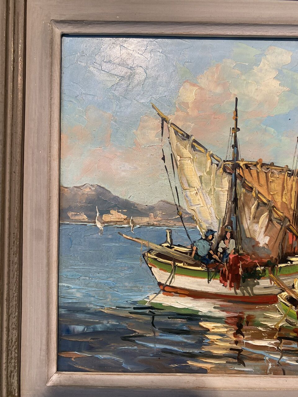 Old painting, Marine, signed B Franco, 50s/70s