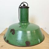 Grande Lampe à Suspension Industrielle en Émail Vert de Revo, 1940s