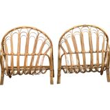 Lit corbeille en rotin pour enfant 1960