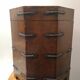 Octagonal wooden chest with metal ornaments from Asia