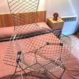 Pair of Bird by Bertoia armchairs + 1 footstool