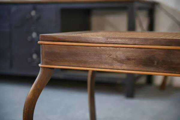 Table d’appoint en chêne et cannage 1960’s