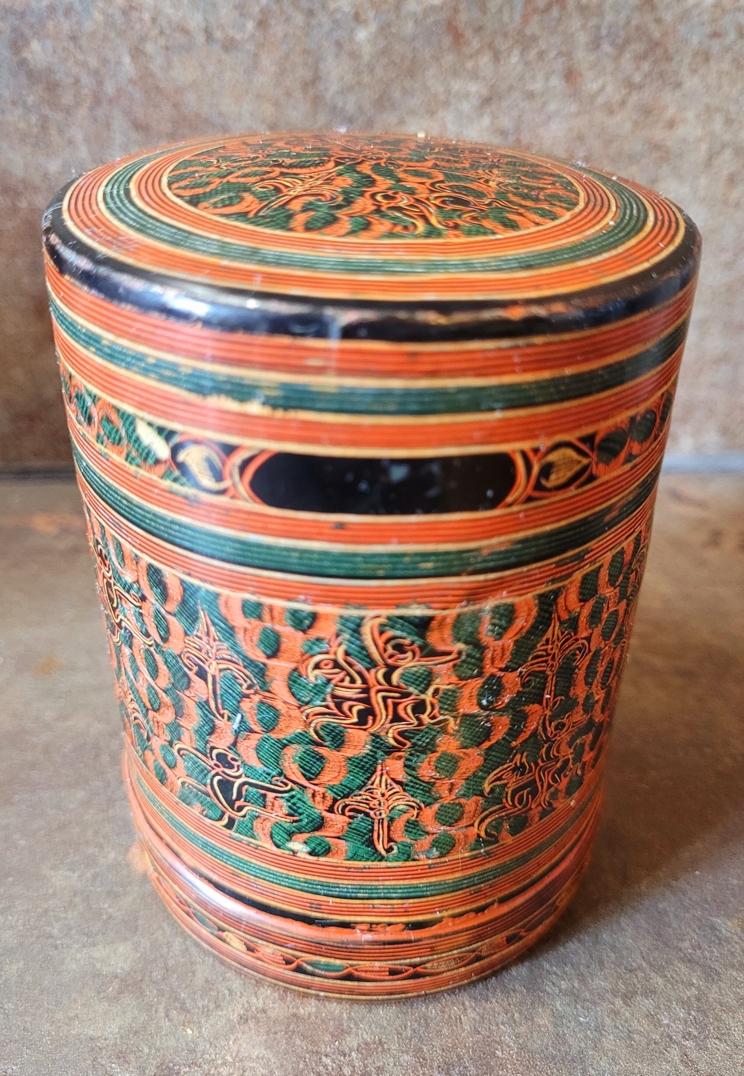 Old vintage lacquer box Asia Burma China
