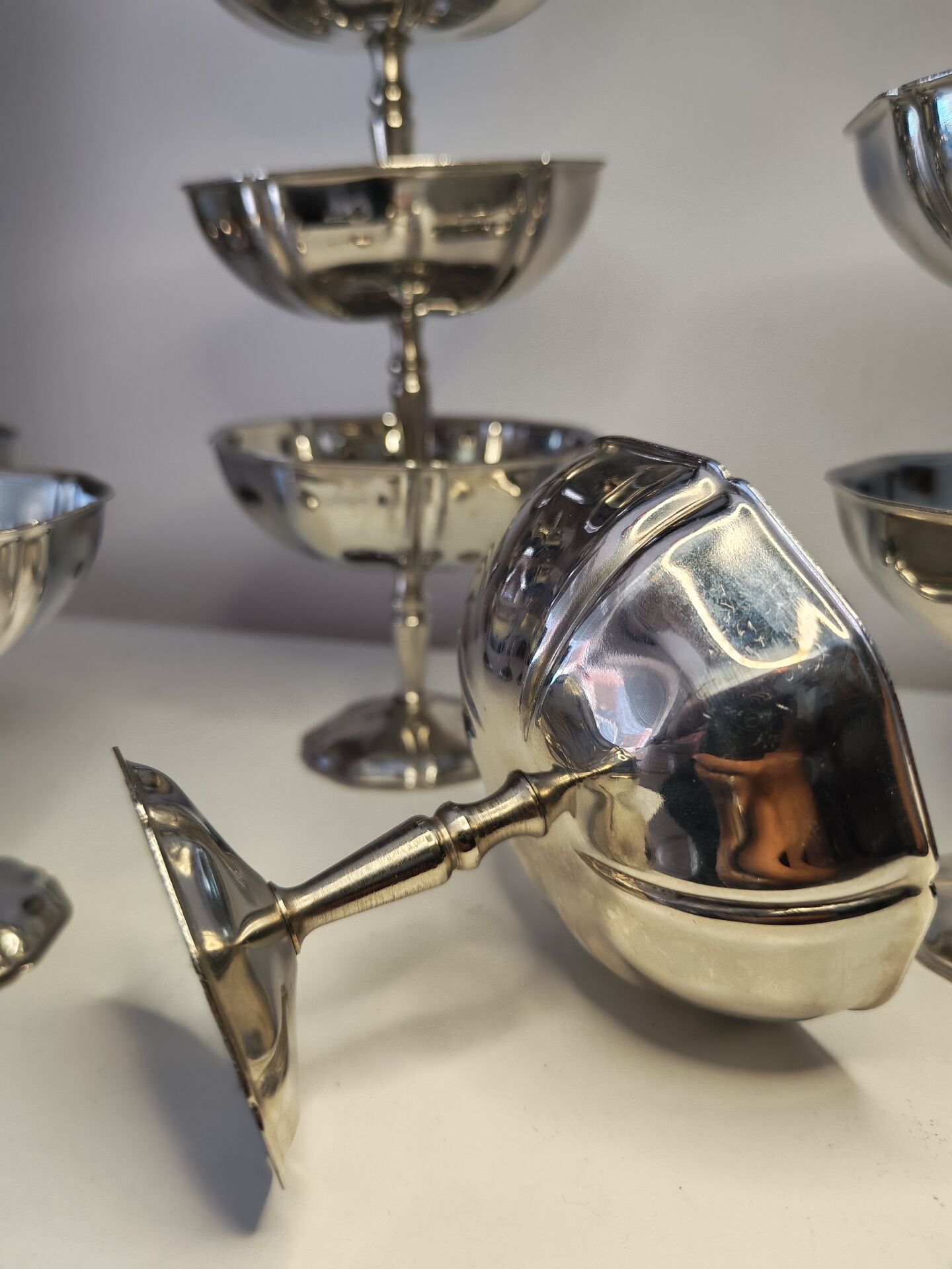 11 vintage stainless steel ice cream cups