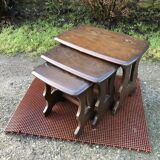 Vintage English nesting tables in elm.
