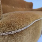 1960s, Danish 3-seater sofa, honey-yellow furniture velour, beech wood.