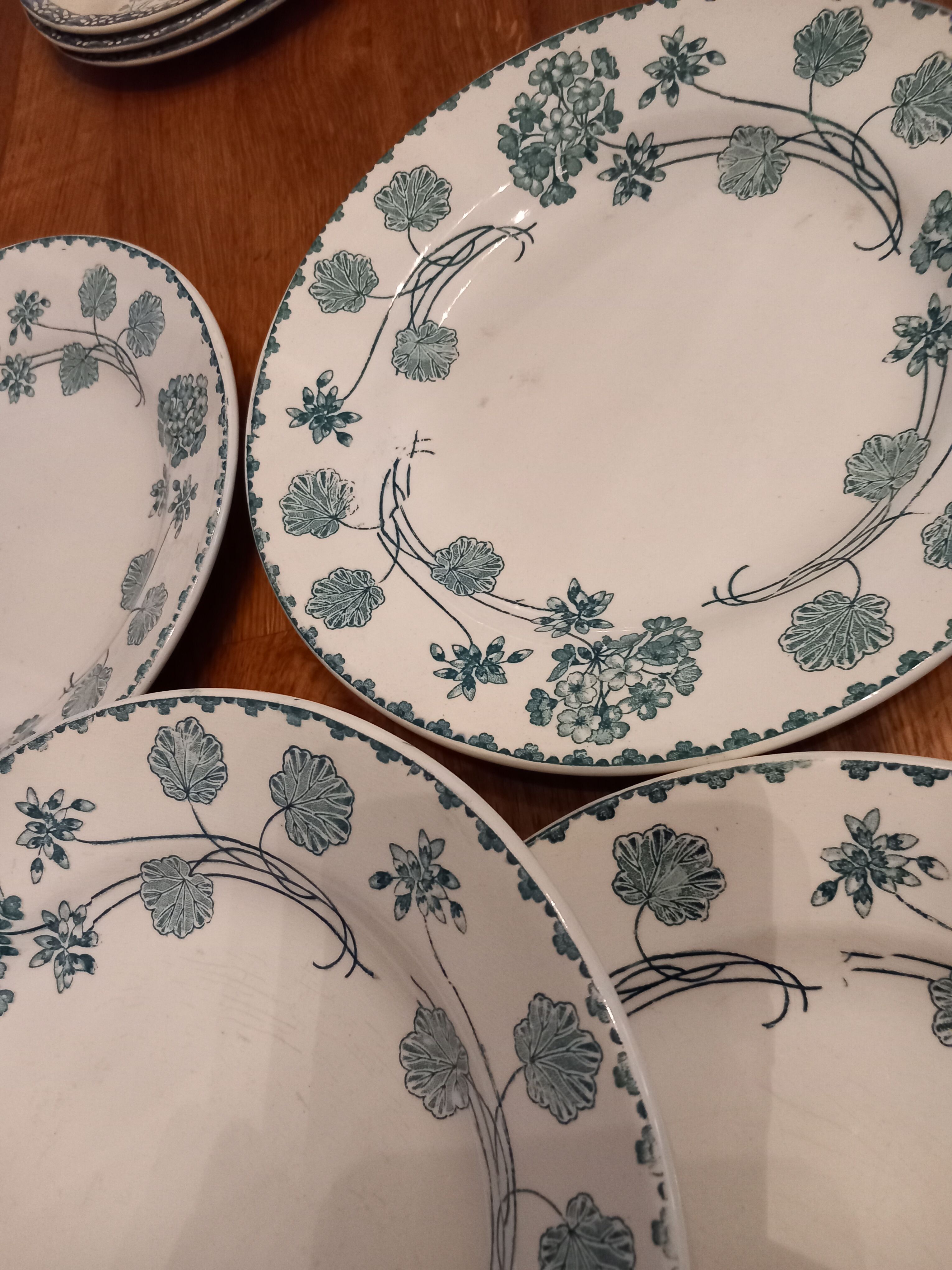 8 plates "flat" iron earth. Geranium.sarreguemine