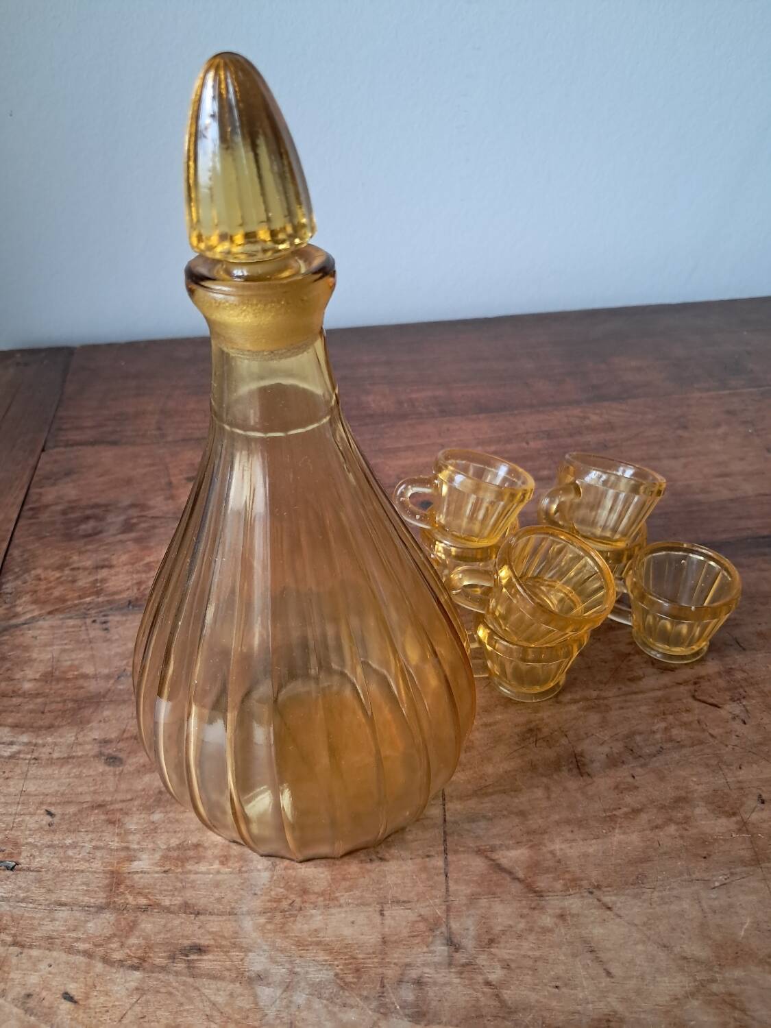 Yellow glass liqueur set, 1960s