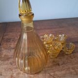 Service à liqueur en verre jaune, années 1960