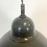 Grey Industrial Pendant Lamp with Clear Glass Cover, 1970s