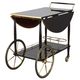 Italian mid-century bar cart with folding leaves, brass and wood