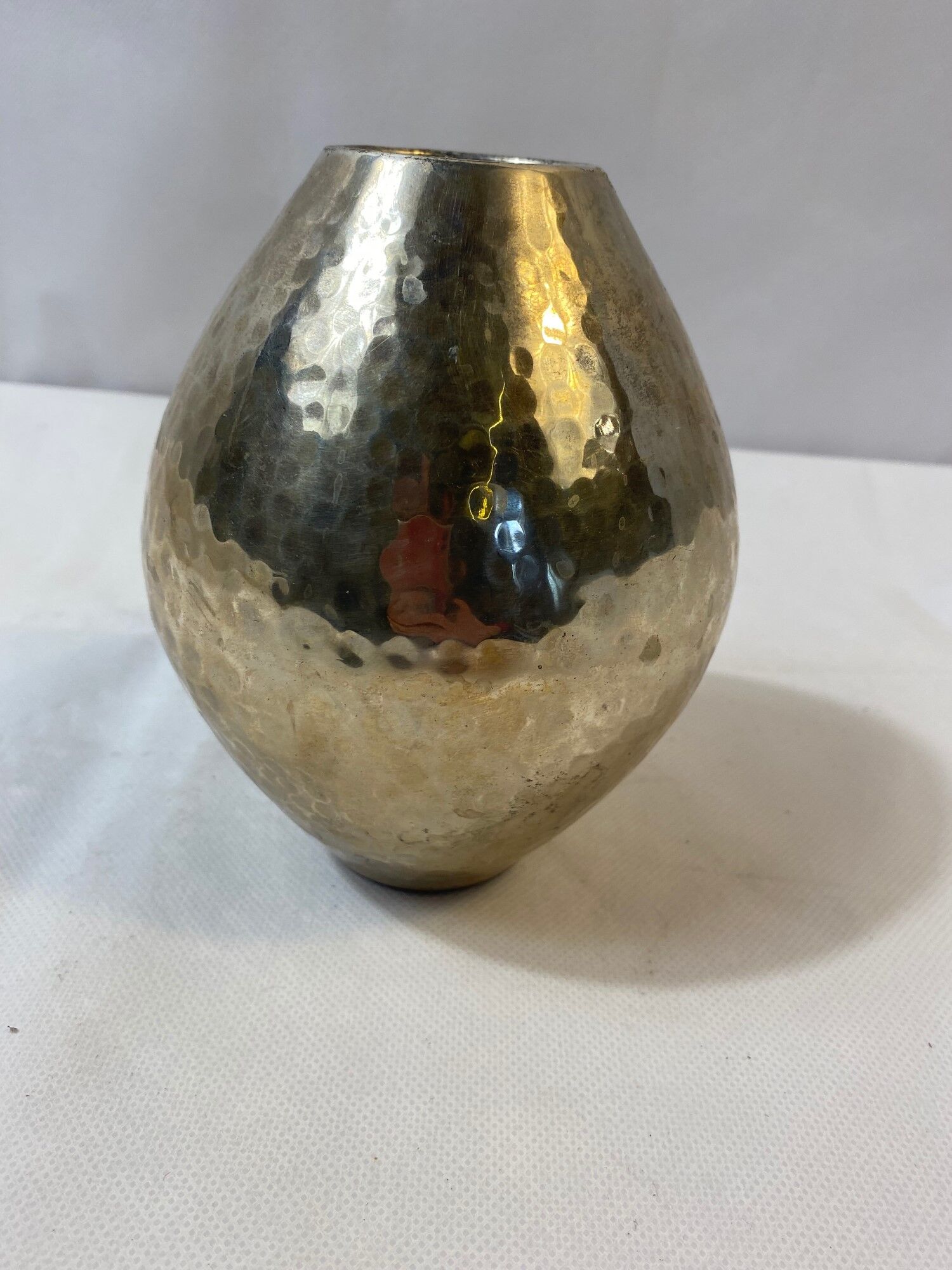 Hammered silver metal vase