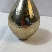 Hammered silver metal vase