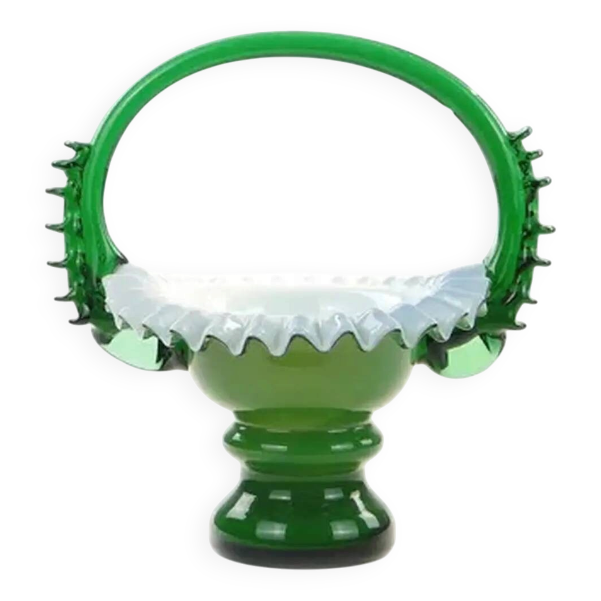 Ruffled vase, mid-century modern, glass, design by L. Fiedorowicz, Poland, 1970s