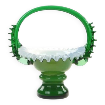 Vase ondulé, moderne du milieu du siècle, en verre, design de L. Fiedorowicz, Pologne, années 1970