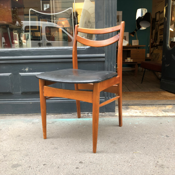 Scandinavian chair wood and black skai
