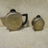 Set of a teapot and a silver metal sugar bowl