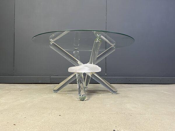 Table basse Arlequin en verre de Murano par Maurice Barilone, années 1980
