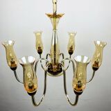 Vintage Murano glass chandelier in amber by De Majo, Italy, 1970s.