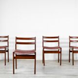 Set of 4 Midcentury Teak and Velvet Chairs by White and Newton