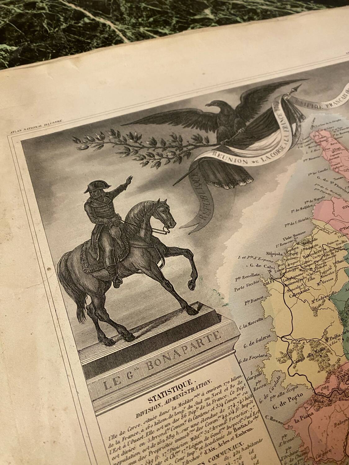 Old illustrated map of Corsica