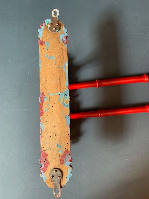 Antique wooden wall towel holder turned nineteenth