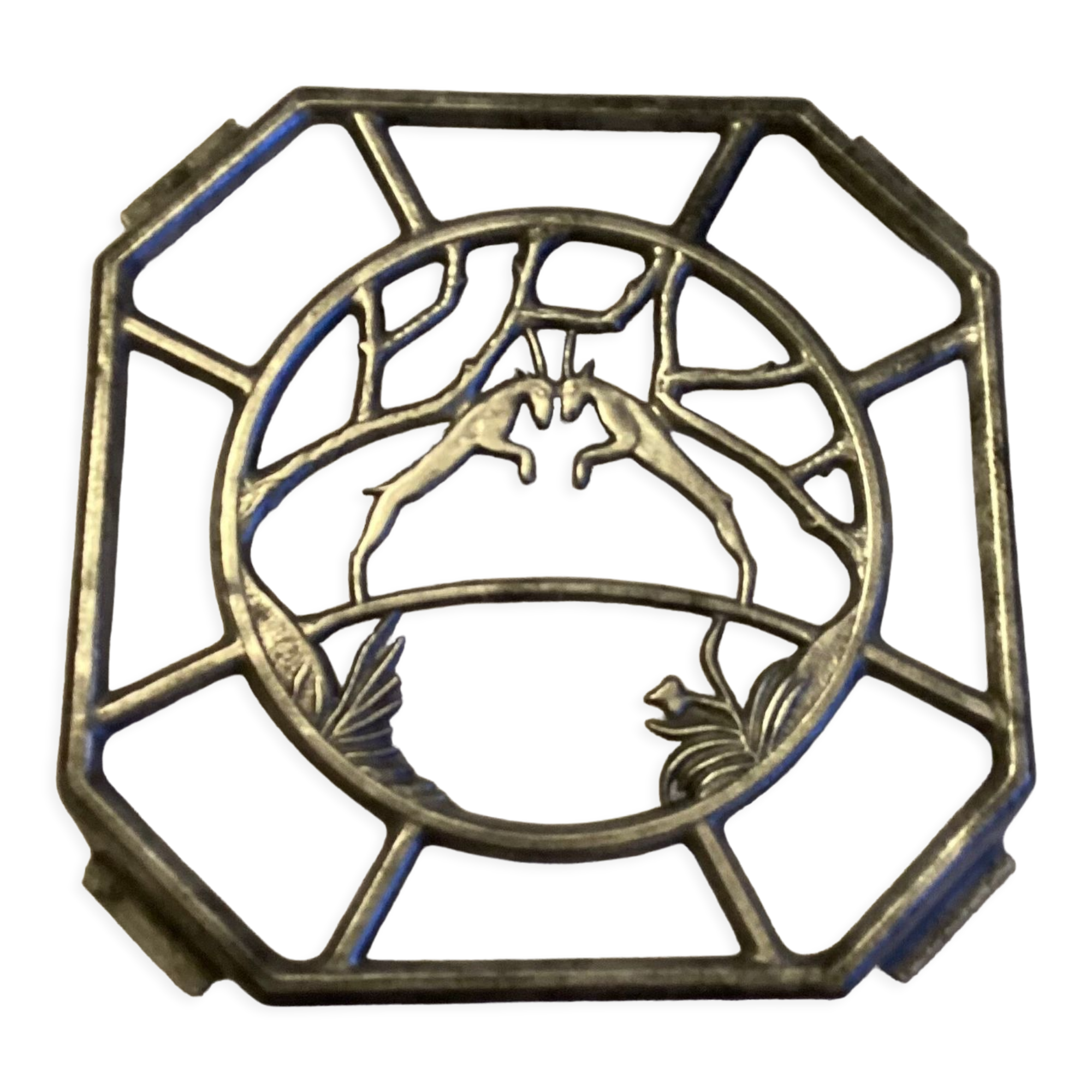 Old underplate decorations aluminum deer - vintage