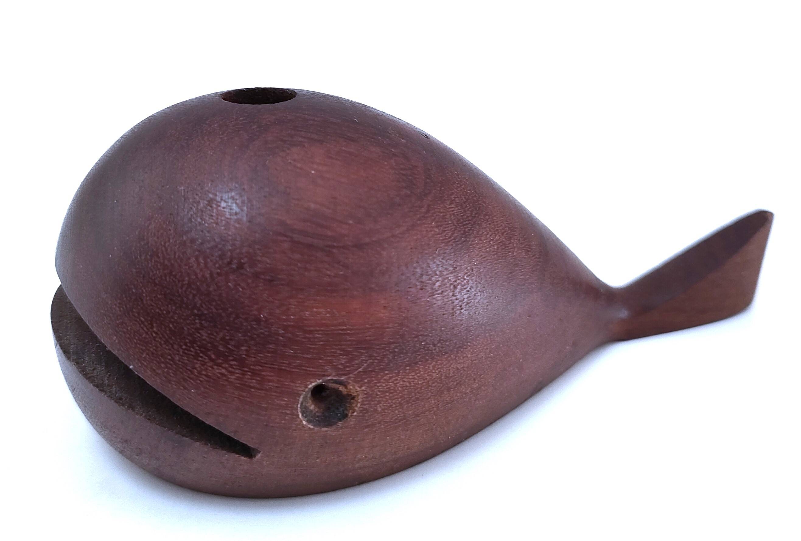 Scandinavian design wooden whale pen holder