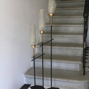 Vintage 3-light floor lamp, Arlus style, Art Deco spirit, 1950s.