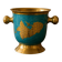 Vintage turquoise brass champagne bucket with grape decoration.