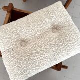 Salon de campagne italien en chêne avec nouveau revêtement en tissu bouclé, années 1970