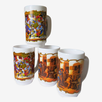 4 mugs medieval décor from Arcopal